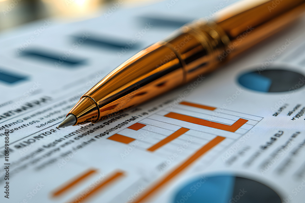 Closeup of a business plan with market analysis and competitor research, business strategy Closeup of a business plan with market analysis and competitor research, business strategy
