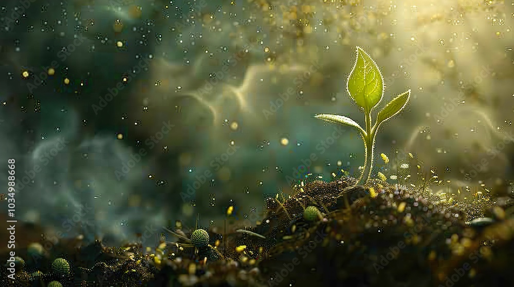 Fototapeta premium A Tiny Sprout Emerging From The Earth - A Symbol of Hope and Renewal