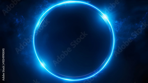 Vibrant blue neon circle with dynamic flashes, captivating solarizing effect, striking high-resolution visual display