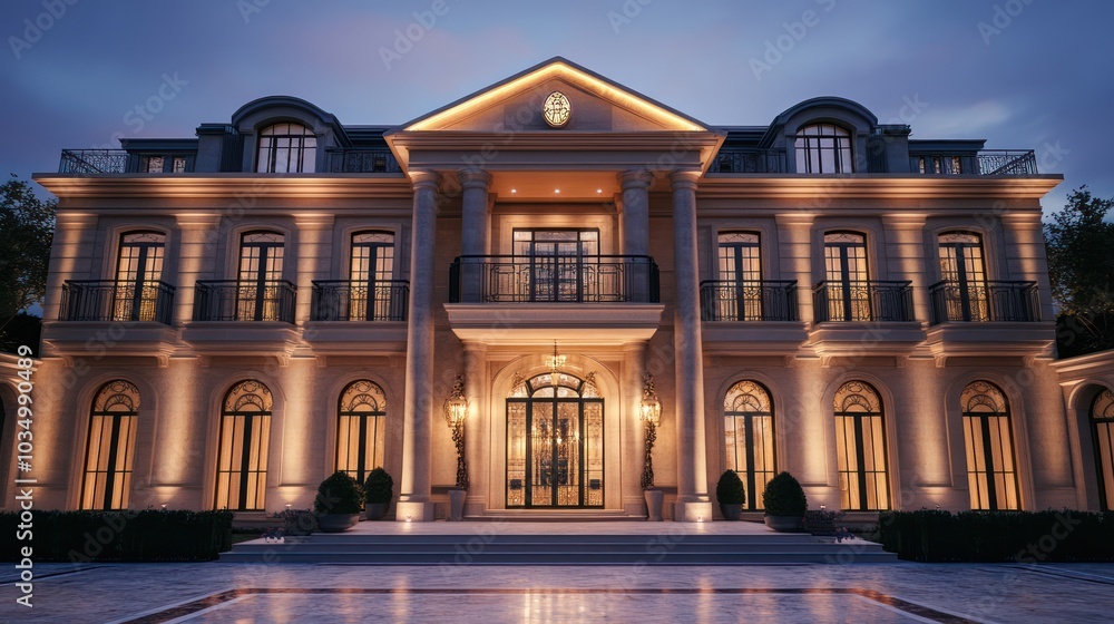 Fototapeta premium Luxurious Mansion at Dusk