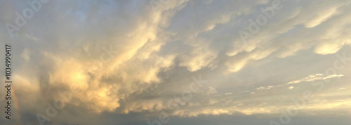 Dramatic cloudy storm sky. Cold windy weather atmosphere cloudscape panoramic outdoors scenery background