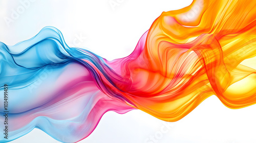 Vibrant Fluid Abstract Motions, Colorful swirls and shapes on a clean white backdrop, perfect for modern interior decor