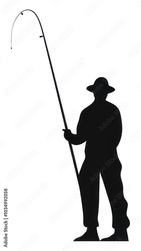 PNG Fishing silhouette adult man transparent background PNG Fishing silhouette adult man transparent background