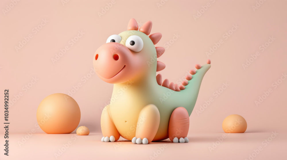 Cute Cartoon Dinosaur with Big Eyes Cute Cartoon Dinosaur with Big Eyes