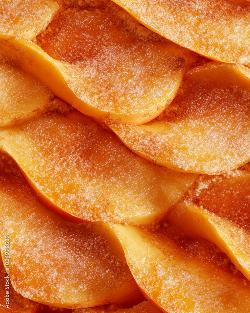 an extreme close-up, parallel horizontal front view, surface of a sliced peach pie, filling the entire frame with its intricate layers an extreme close-up, parallel horizontal front view, surface of a sliced peach pie, filling the entire frame with its intricate layers