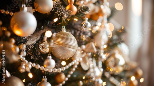 Elegant Christmas Tree: A Sophisticated Tree with White and Gold Accents