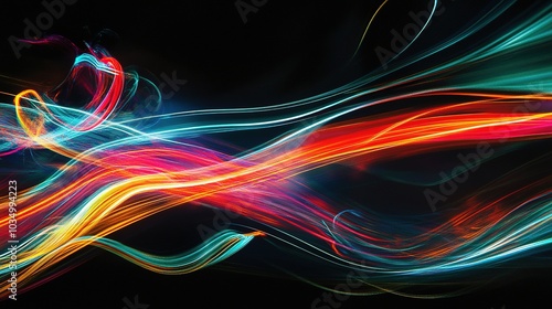 Vibrant Light Trails on Dark Background