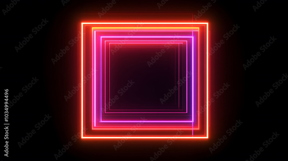 Vibrant Neon Square on Black Background, striking RGB illumination, intricate details, modern digital art aesthetic Vibrant Neon Square on Black Background, striking RGB illumination, intricate details, modern digital art aesthetic