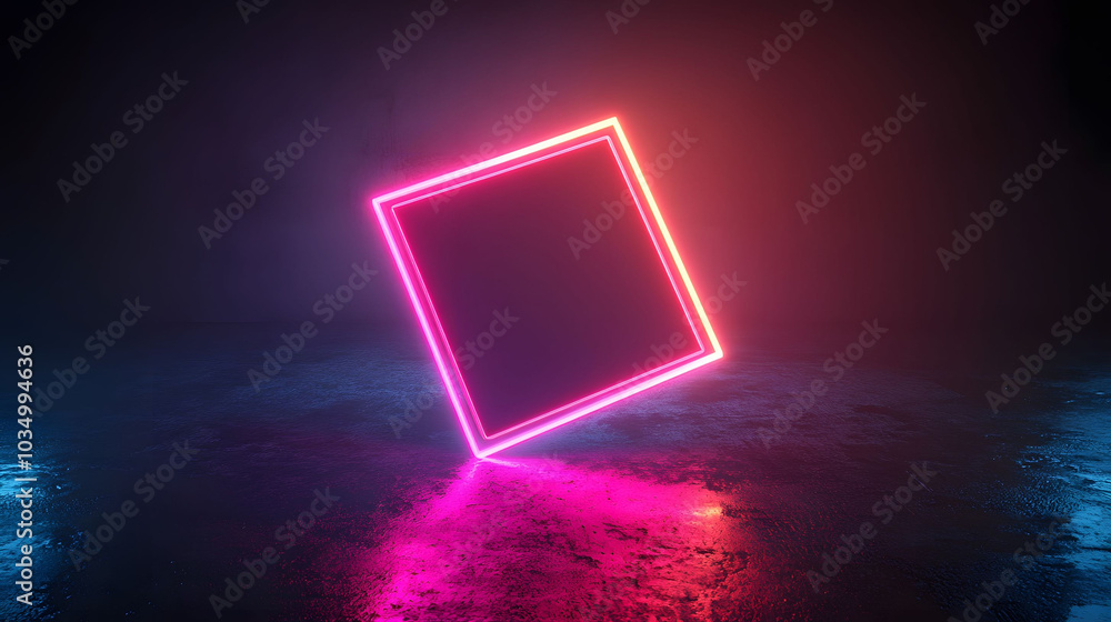 Neon Square Illumination, a vibrant and intricate square design glowing against a deep black backdrop, enhanced by RGB backlighting Neon Square Illumination, a vibrant and intricate square design glowing against a deep black backdrop, enhanced by RGB backlighting