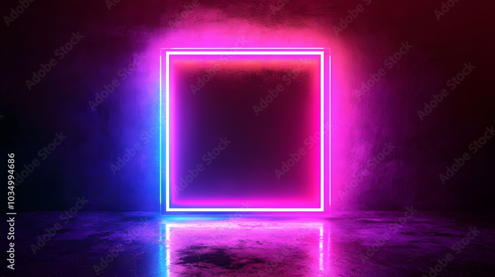 Vibrant Neon Square on Black Background, a striking blend of color and detail, illuminated by RGB backlight for a dynamic visual experience Vibrant Neon Square on Black Background, a striking blend of color and detail, illuminated by RGB backlight for a dynamic visual experience