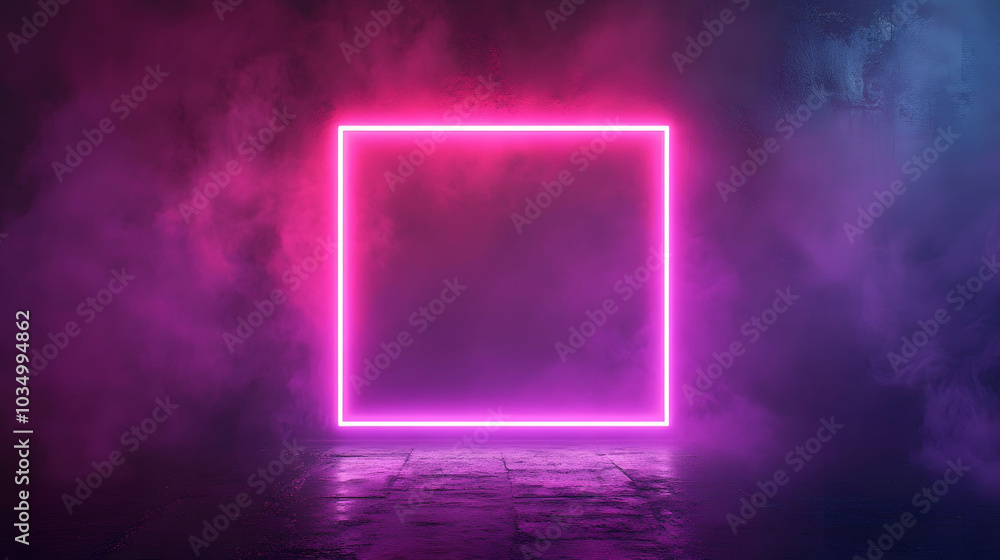 Neon Framed Dark Wall, vibrant square neon lights illuminating a textured dark wall, creating a striking visual contrast and atmosphere Neon Framed Dark Wall, vibrant square neon lights illuminating a textured dark wall, creating a striking visual contrast and atmosphere
