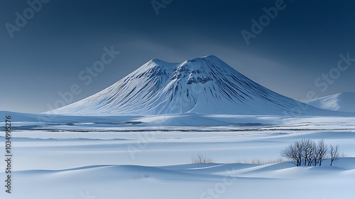 Surreal Snowy Mountain Peak Landscape