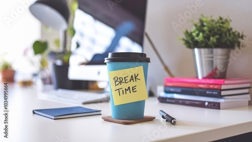 Blue coffee cup with a 