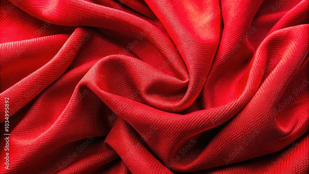 Obraz premium Striking red fabric texture emerges on a clean white backdrop, offering fresh inspiration for fashion and textile designers with its eye-catching color and stylish allure.