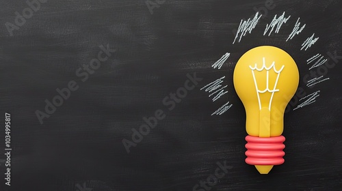 A colorful light bulb illustration on a black chalkboard background, representing creativity and ideas, ideal for educational and design concepts.