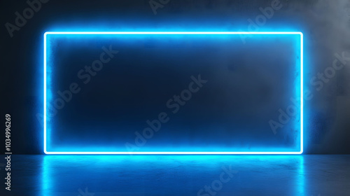 Neon Blue Rectangle Textbox, vibrant blue glow, sleek modern design, perfect for digital interfaces, minimalist aesthetic, versatile usage