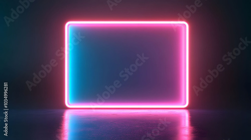 Neon blue rectangular textbox glowing softly, modern design, digital interface element, visually striking and engaging