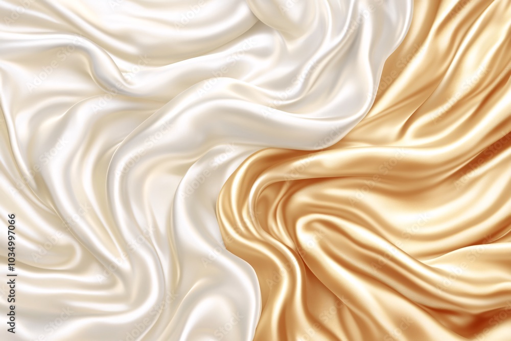 White and Gold Silk Fabric Texture Background White and Gold Silk Fabric Texture Background
