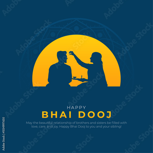 Happy Bhai Dooj Post  and Greeting Card. Indian Festival Bhai Dooj Creative Poster Vector Illustration