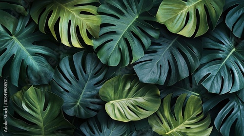 Wallpaper Mural Lush Green Monstera Leaves Background for Design Torontodigital.ca