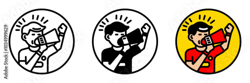 Crowd Megaphone Icon, A handheld device used by fans to amplify their chants or cheers, making their voices heard throughout the stadium.