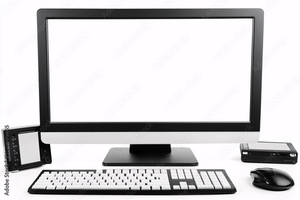 Modern Computer Setup with Monitor, Keyboard, and Mouse Modern Computer Setup with Monitor, Keyboard, and Mouse