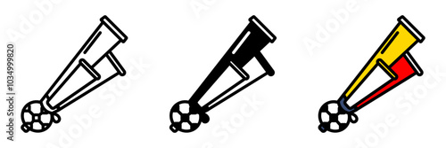 Noisemaker Icon, A device, like rattles or horns, used by fans to create noise and excitement during football matches.