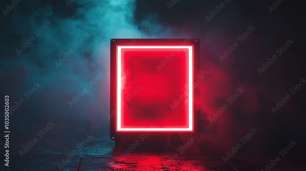 Red siren light glowing inside a neonlit box, representing a local SEO warning for specific places, Digital, Futuristic, Cool Tones Red siren light glowing inside a neonlit box, representing a local SEO warning for specific places, Digital, Futuristic, Cool Tones