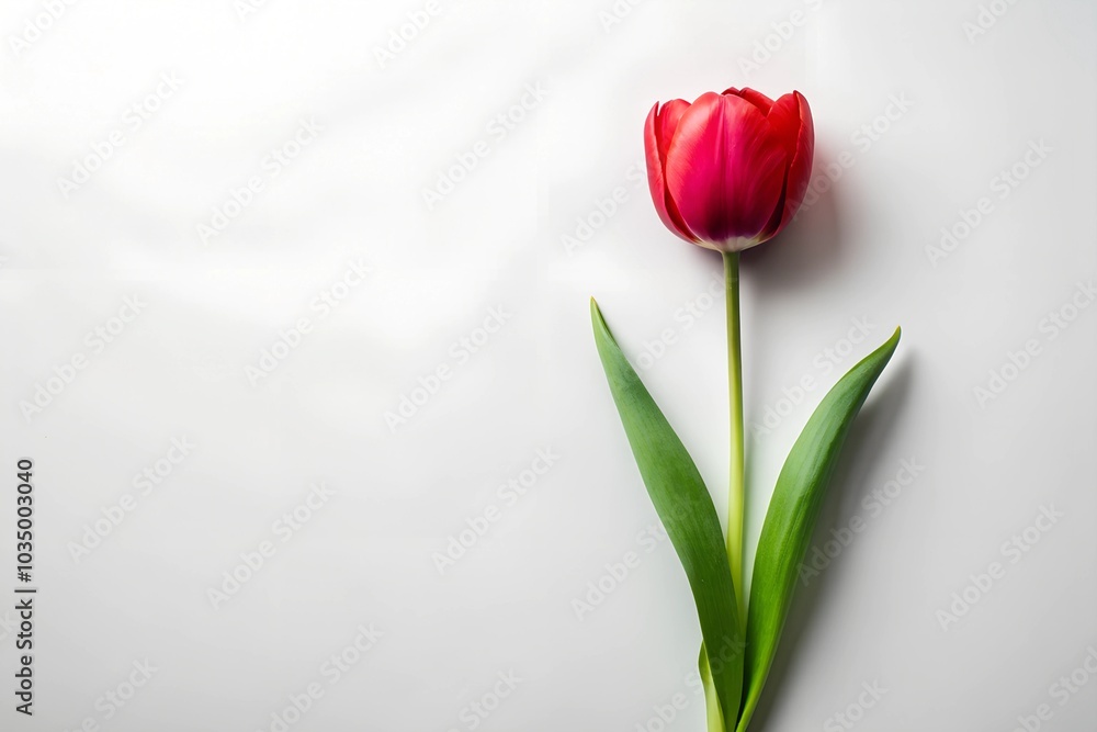 Single Red Tulip Flower on White Background Minimalist Photography Single Red Tulip Flower on White Background Minimalist Photography