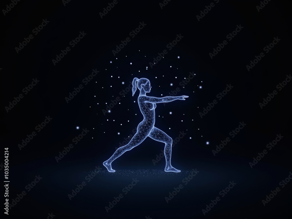 Fototapeta premium hologram display of woman doing healthy exercise movements