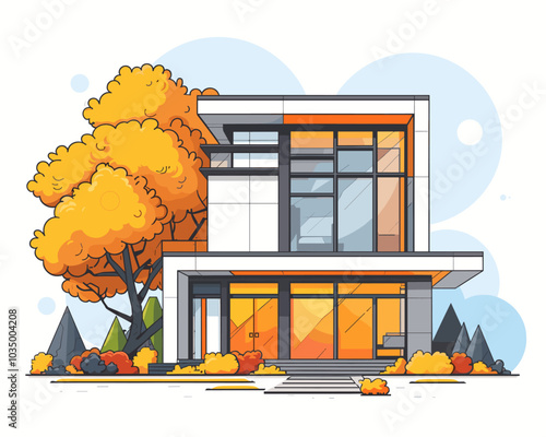 Vector illustration of a modern apartment building