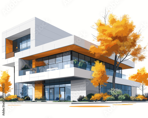 Vector illustration of a modern apartment building 