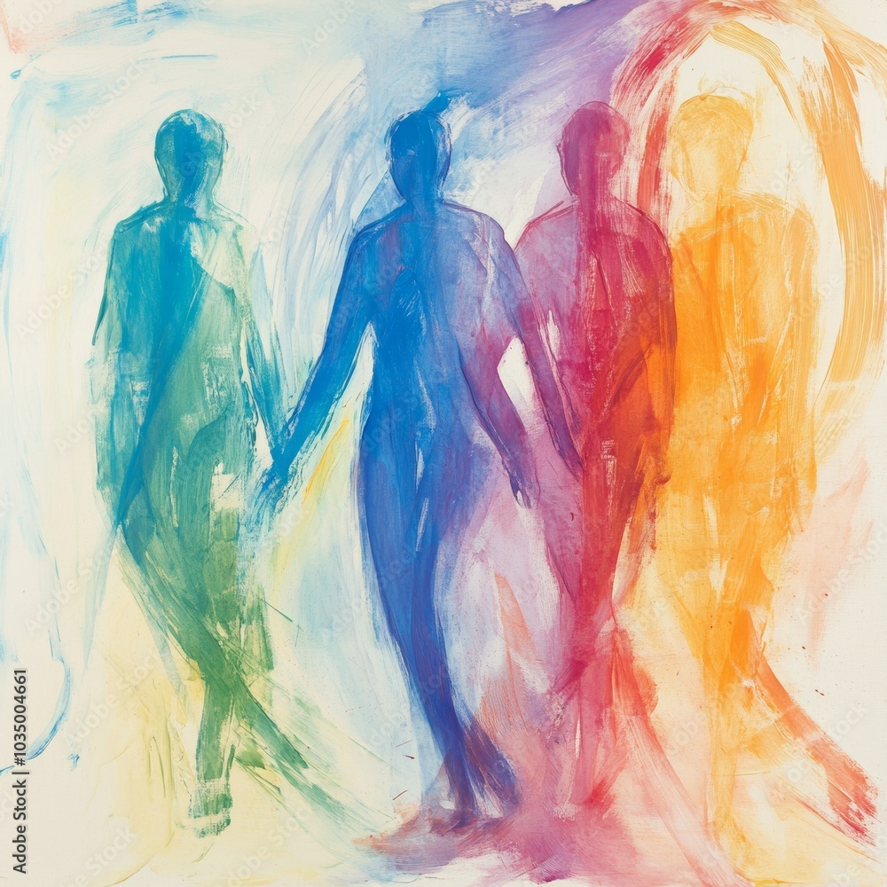 Abstract Colorful Human Silhouettes in Motion Abstract Colorful Human Silhouettes in Motion