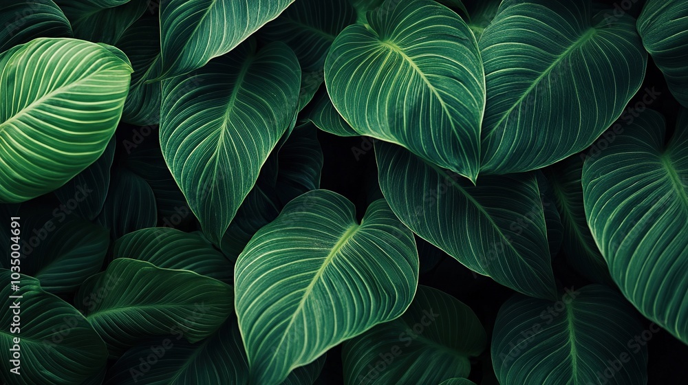 Lush Green Leaves with Varied Textures and Patterns Lush Green Leaves with Varied Textures and Patterns