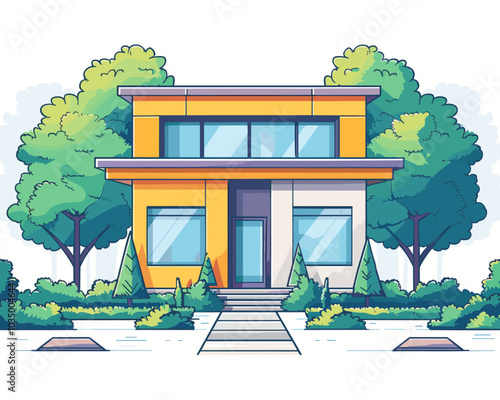 Modern apartment building. Flat vector illustration.