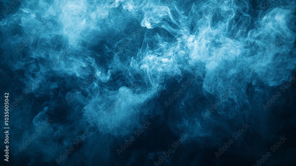 Thick blue smoke curls and swirls in a dark environment, creating a mystical and ethereal appearance, evoking mystery and intrigue and a sense of wonder. Thick blue smoke curls and swirls in a dark environment, creating a mystical and ethereal appearance, evoking mystery and intrigue and a sense of wonder.