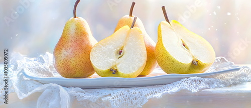 Photo realistic stock microstock a Pear slices photo