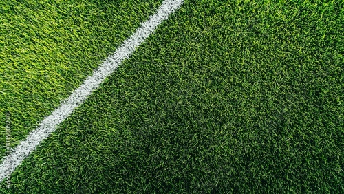 Top View of Green Artificial Turf Field with Intersecting White Lines