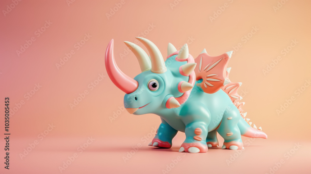 Cute Cartoon Triceratops Dinosaur 3D Render Cute Cartoon Triceratops Dinosaur 3D Render