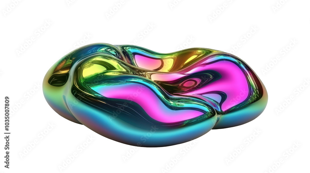 A colorful, abstract, glossy shape resembling a fluid form with vibrant hues. A colorful, abstract, glossy shape resembling a fluid form with vibrant hues.