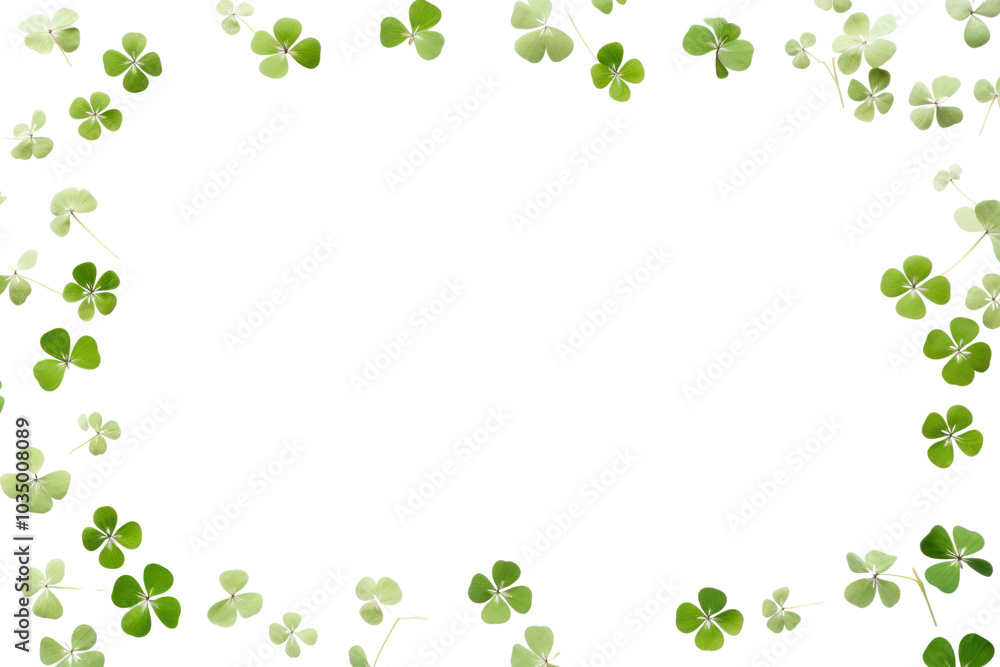 PNG Clover leaves are scattered in the form of a border backgrounds plant herbs. PNG Clover leaves are scattered in the form of a border backgrounds plant herbs.