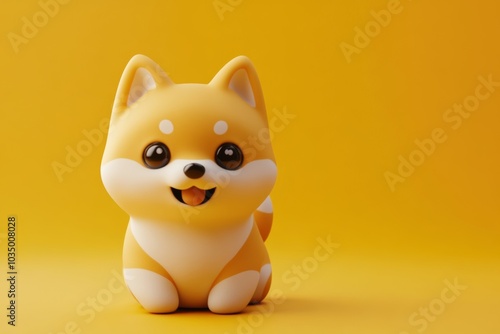 Adorable Cartoon Corgi on Yellow Background