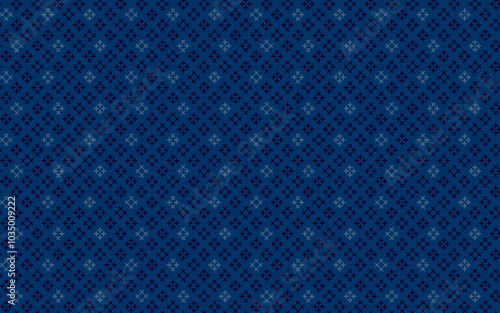 Seamless pattern with plus and multiple sign groups in light and dark blue on blue background. Vector illustration. For masculine shirt lady dress textile cloth print wallpaper cover decoration