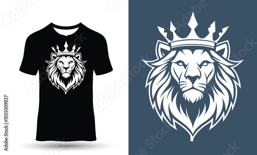 black tshirt mockup with Simple white lion logo design