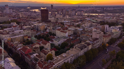 High angle view of Belgrade, capital of Serbia.