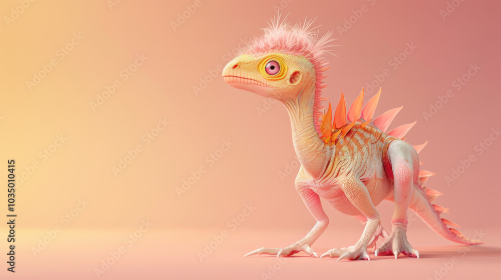Cute Pink Dinosaur with Spiky Back Cute Pink Dinosaur with Spiky Back