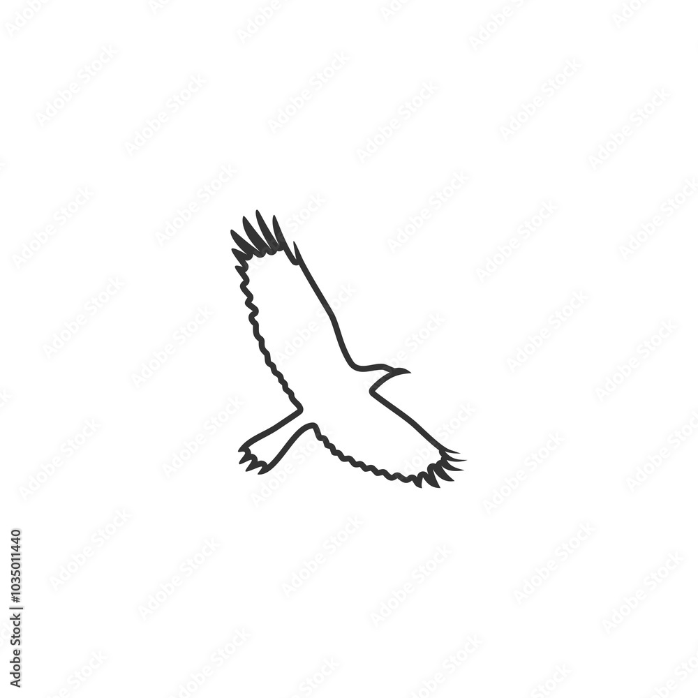 Obraz premium Crow flying line icon isolated on transparent background