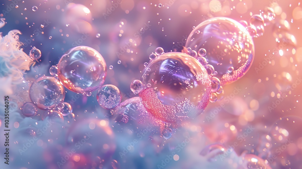Abstract Bubbles in Pink and Blue Hues - Nature Photography Abstract Bubbles in Pink and Blue Hues - Nature Photography