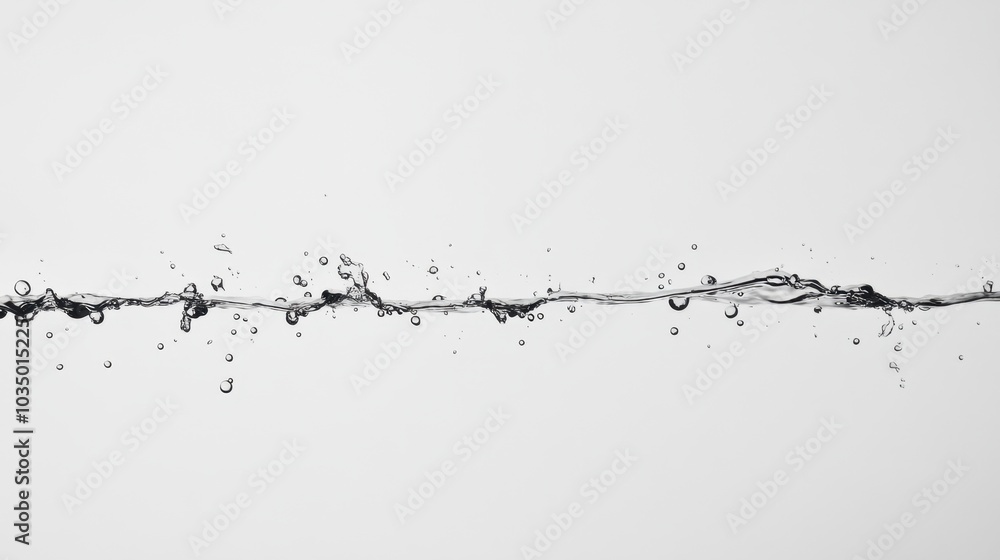 Dynamic Water Droplet Splash in Stop-Motion Freeze on White Background Dynamic Water Droplet Splash in Stop-Motion Freeze on White Background