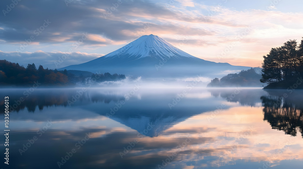 Serene Mountain Reflected in Still Waters, Capturing a Moment of Tranquility Serene Mountain Reflected in Still Waters, Capturing a Moment of Tranquility